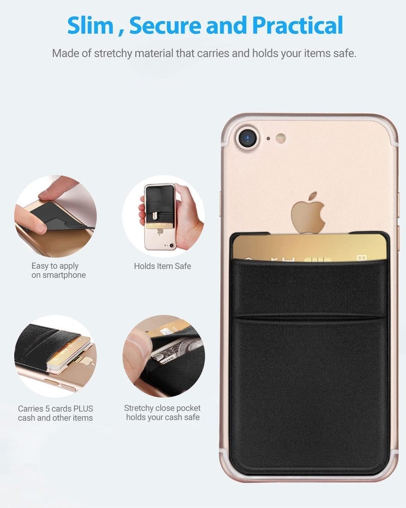 Mizi (2 Pack Adhesive Phone Stretchy Wallet, Card Holder for Back of Phone Stick on Phone Cases for iPhone/Android/Samsung Galaxy - Pink - Image 4