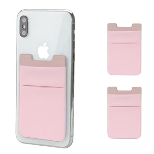 Mizi (2 Pack Adhesive Phone Stretchy Wallet, Card Holder for Back of Phone Stick on Phone Cases for iPhone/Android/Samsung Galaxy - Pink - Image 1
