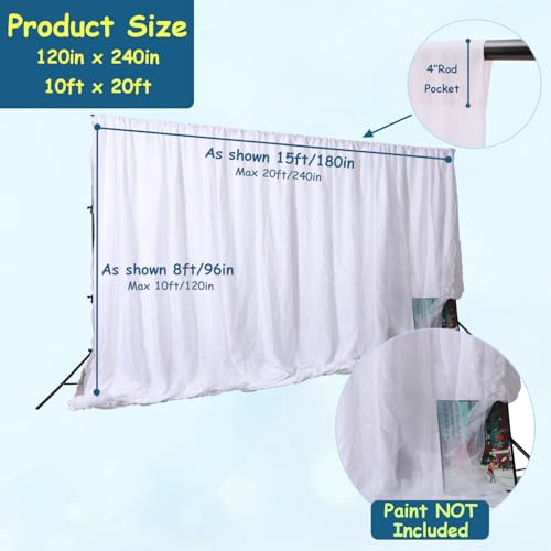 Urby Two Layers Backdrop Made with One Piece Chiffon Tulle Polyester for Professional Extra Wide Blackout Curtains White 20 x 10 ft - Image 3