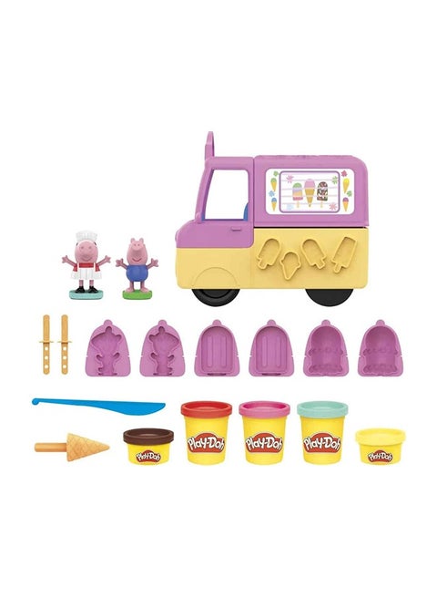 Play-Doh Peppa'S Ice Cream Playset With Ice Cream Truck Peppa And George Figures And 5 Non-Toxic Modeling Compound Cans  Toy For Kids 3 Years And Up