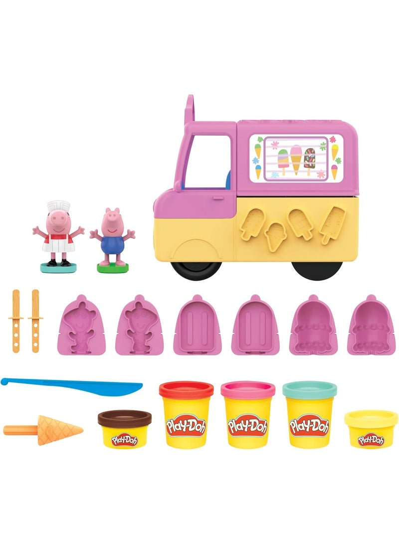 Play-Doh Peppa's Ice Cream Playset With Ice Cream Truck Peppa And George Figures And 5 Non-Toxic Modeling Compound Cans  Toy For Kids 3 Years And Up - Image 2