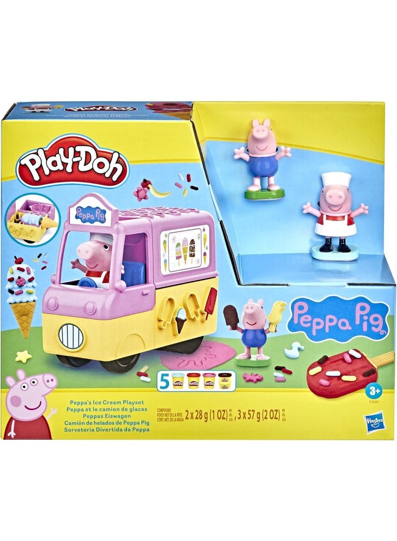 Play-Doh Peppa's Ice Cream Playset With Ice Cream Truck Peppa And George Figures And 5 Non-Toxic Modeling Compound Cans  Toy For Kids 3 Years And Up - Image 3