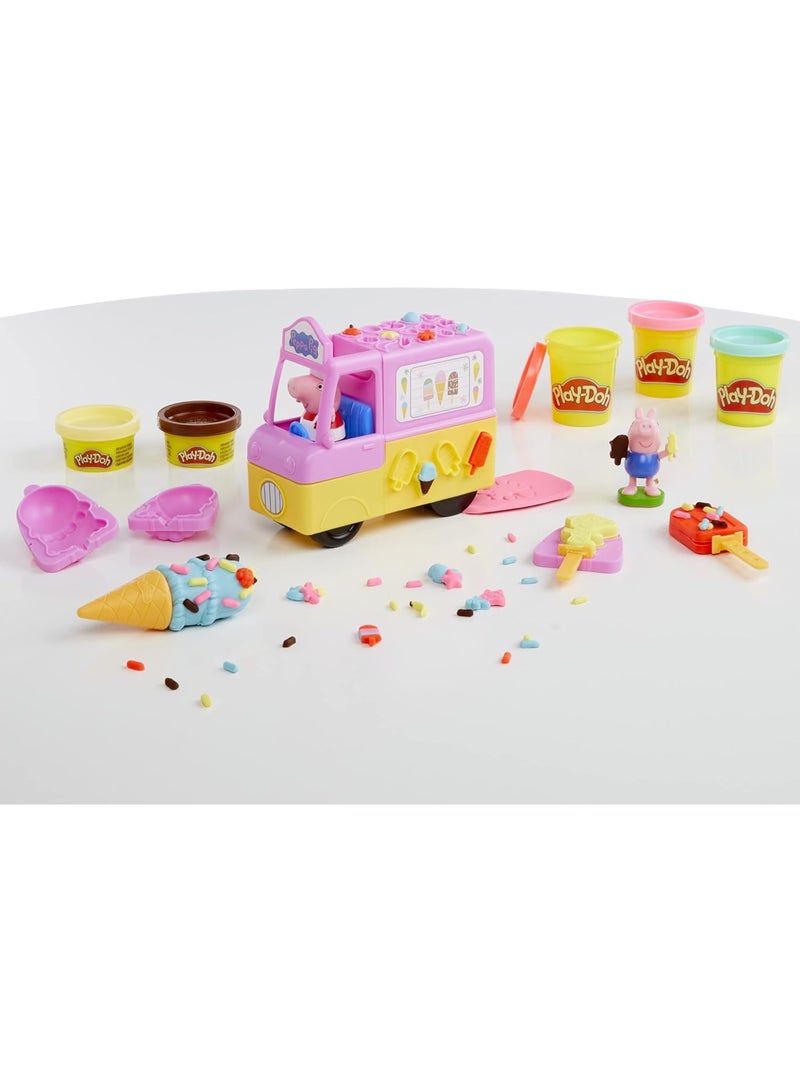 Play-Doh Peppa's Ice Cream Playset With Ice Cream Truck Peppa And George Figures And 5 Non-Toxic Modeling Compound Cans  Toy For Kids 3 Years And Up - Image 5