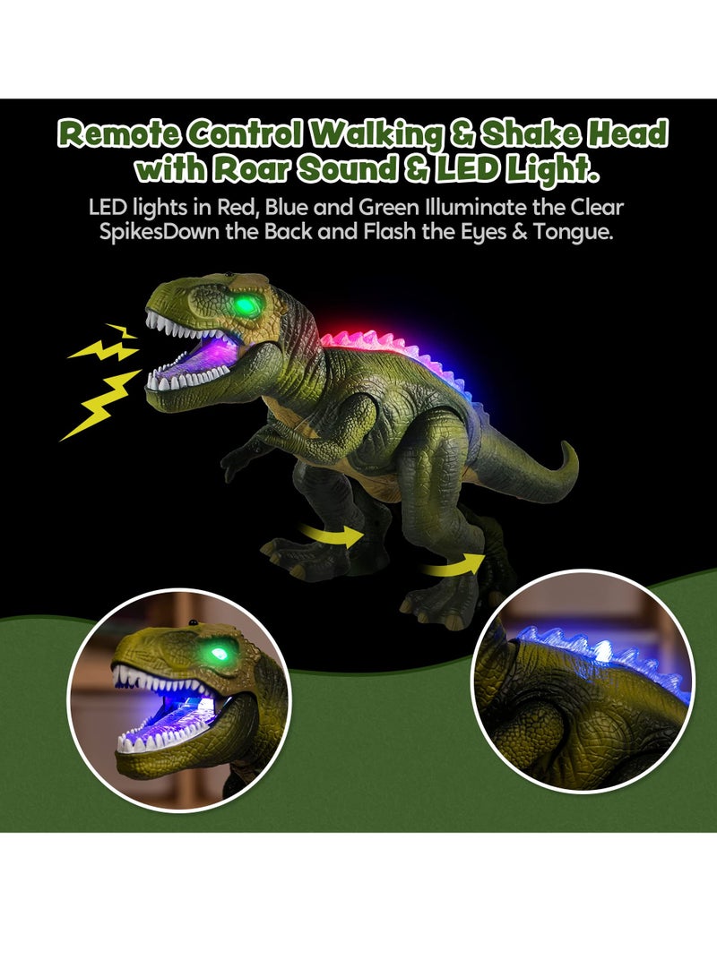 DURKU Remote Control Dinosaur Toys with Lights and Sound, Walking and Roaring Realistic T-Rex Dinosaur Toys, Interactive Dinosaur Toy for Toddlers, Boys & Girls - Image 2