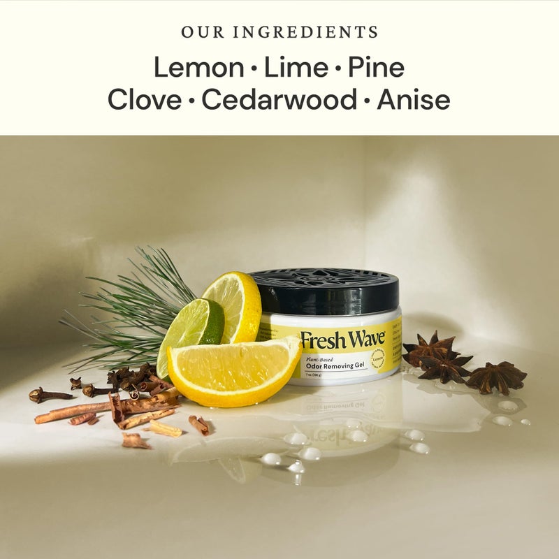 Fresh Wave Lemon Odor Removing Gel, 7 oz., Pack of 3 - Safer Odor Absorbers for Home, Natural Plant-Based Odor Eliminator, Every 7 oz. lasts 15-30 Days, For Cooking, Trash & Pets - Image 2