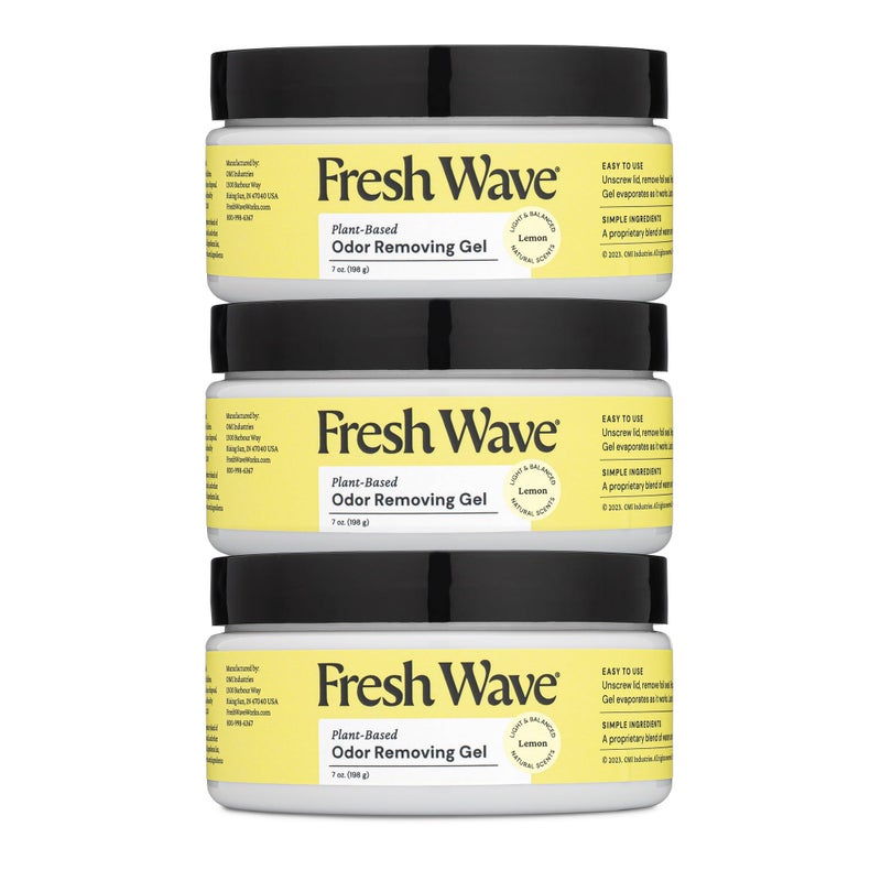 Fresh Wave Lemon Odor Removing Gel, 7 oz., Pack of 3 - Safer Odor Absorbers for Home, Natural Plant-Based Odor Eliminator, Every 7 oz. lasts 15-30 Days, For Cooking, Trash & Pets - Image 1