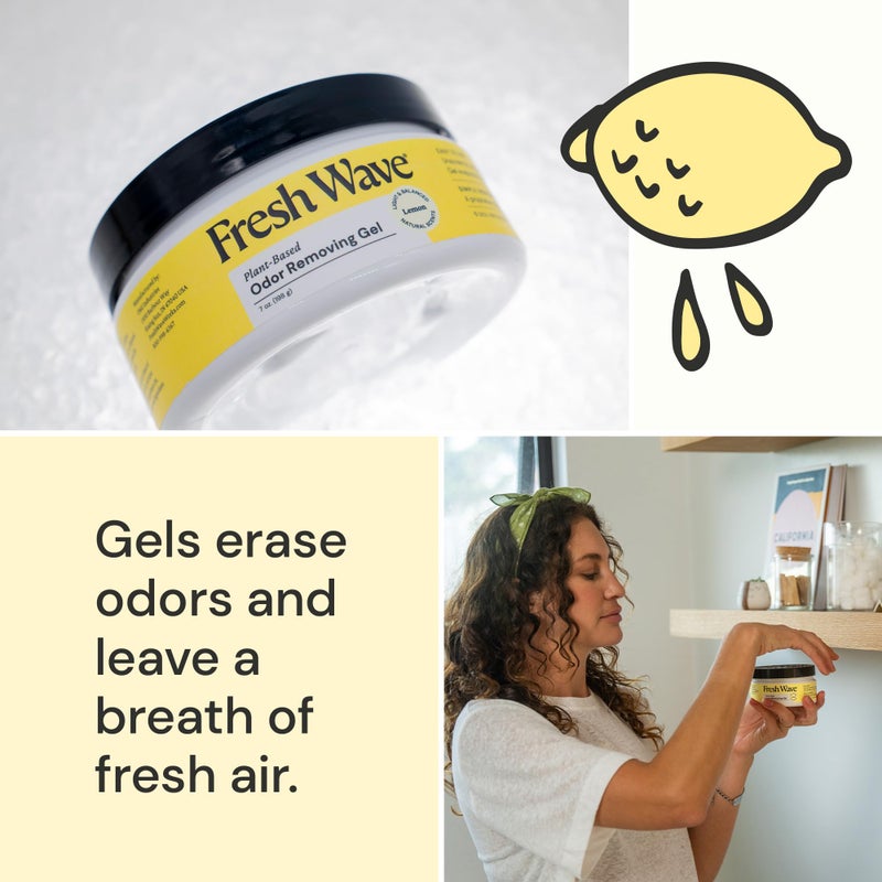 Fresh Wave Lemon Odor Removing Gel, 7 oz., Pack of 3 - Safer Odor Absorbers for Home, Natural Plant-Based Odor Eliminator, Every 7 oz. lasts 15-30 Days, For Cooking, Trash & Pets - Image 3