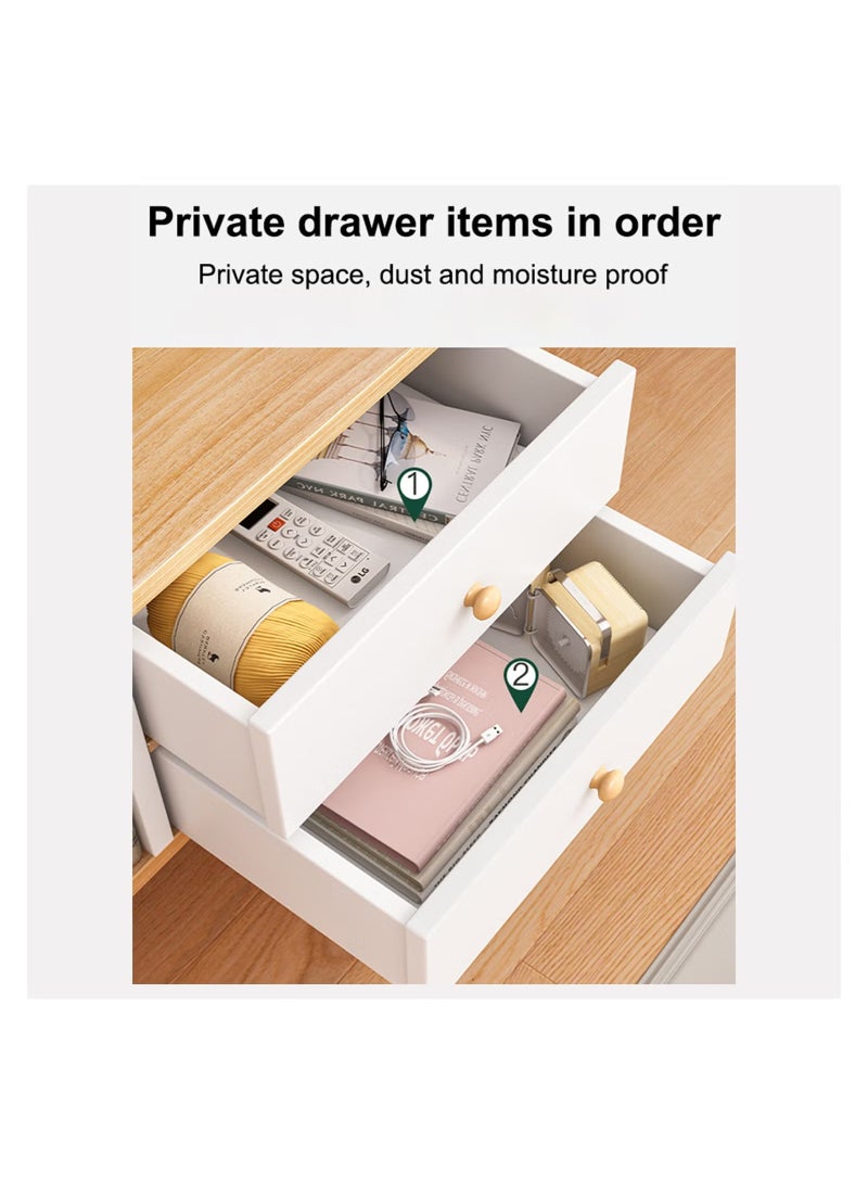 Beauenty Bed End Table for Bedroom Partitioned Storage with Drawers Side End Bedside Table Small Side Cabinet with Compartments - Image 4