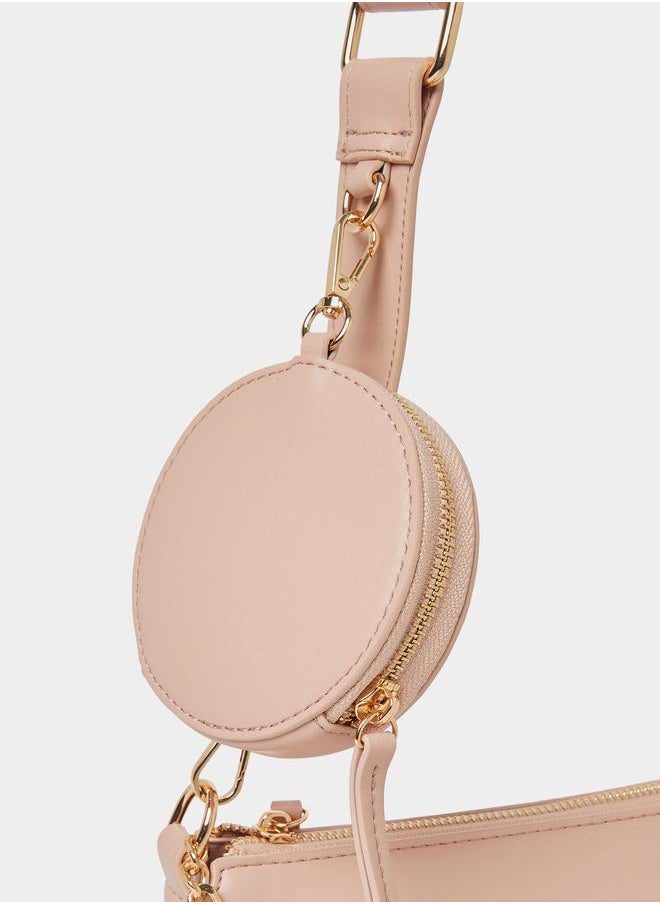 Styli Styli Crossbody Bag with Adjustable Strap and Chain Detail  - Image 3