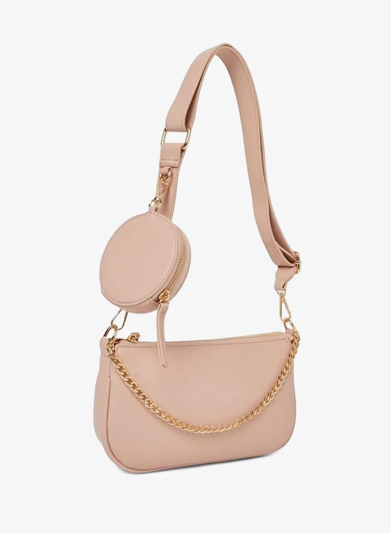 Styli Styli Crossbody Bag with Adjustable Strap and Chain Detail