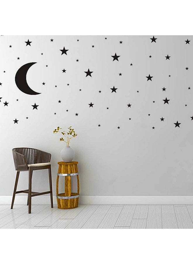 thovorrnl Moon and Stars Wall Decal Vinyl Sticker, Removable Children Kids Art DIY Sticker Mural for Boy Girls Baby Room Decoration Good Night Nursery Wall Decor Home House Bedroom Design (Black) - Image 1