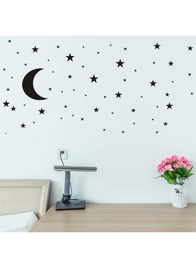 thovorrnl Moon and Stars Wall Decal Vinyl Sticker, Removable Children Kids Art DIY Sticker Mural for Boy Girls Baby Room Decoration Good Night Nursery Wall Decor Home House Bedroom Design (Black) - Image 3