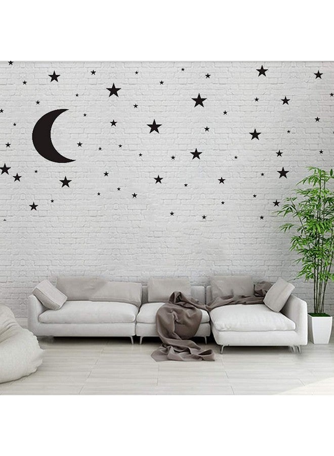 thovorrnl Moon and Stars Wall Decal Vinyl Sticker, Removable Children Kids Art DIY Sticker Mural for Boy Girls Baby Room Decoration Good Night Nursery Wall Decor Home House Bedroom Design (Black) - Image 2