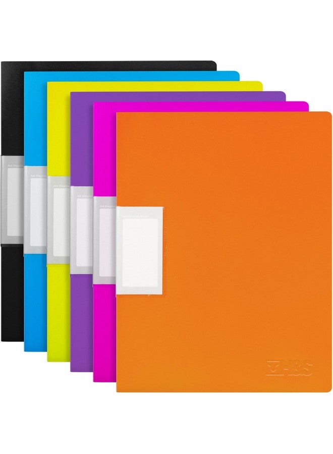 H&S 6 Display Folders A4 30 Pockets Display Book Presentation Project Folder Assorted Colours Blue Black Green Orange A4 Display Portfolio Pocket Folder Portfolio Organizer A4 Display Folder - Image 1