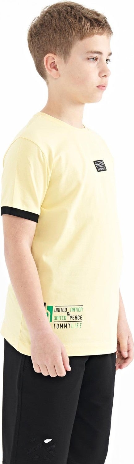 Tommy Life Yellow Printed Standard Pattern O Neck Boy T-Shirt - 11097 - Image 4