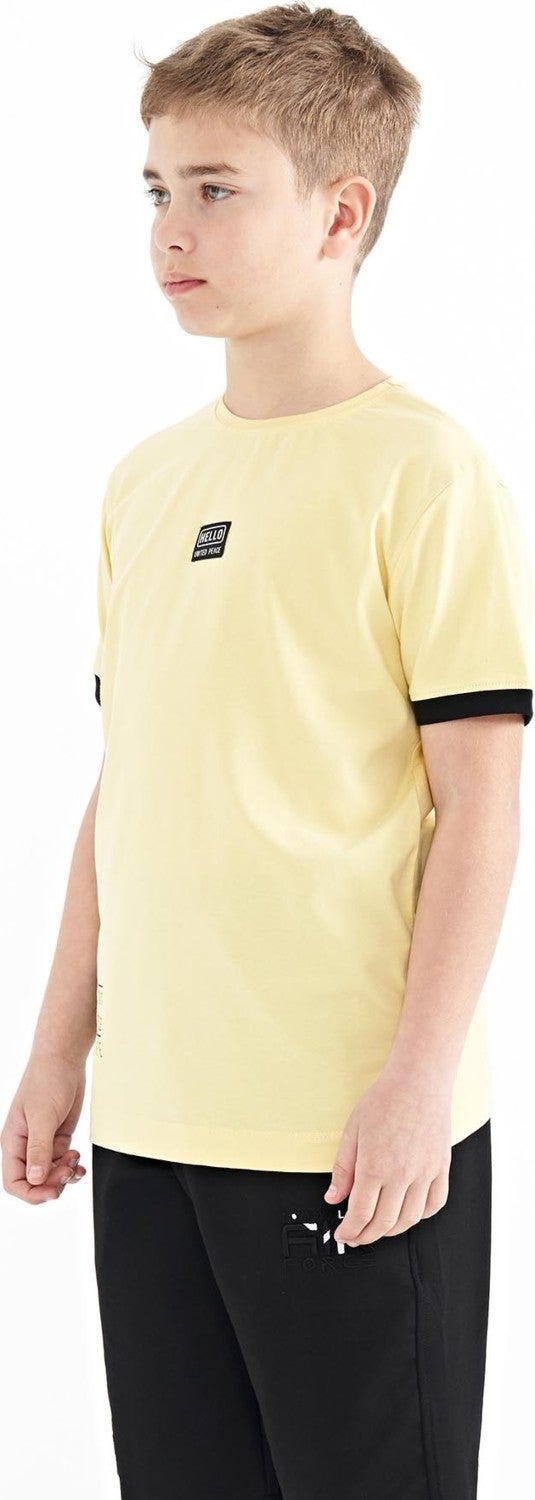 Tommy Life Yellow Printed Standard Pattern O Neck Boy T-Shirt - 11097 - Image 5