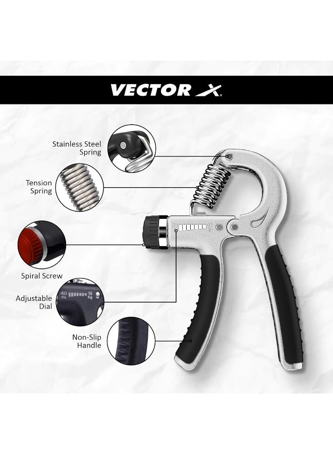 Vector X JF-1112 Adjustable Hand Grip Strengthener for Muscle Building Secure Hand Grip Grey - Image 3