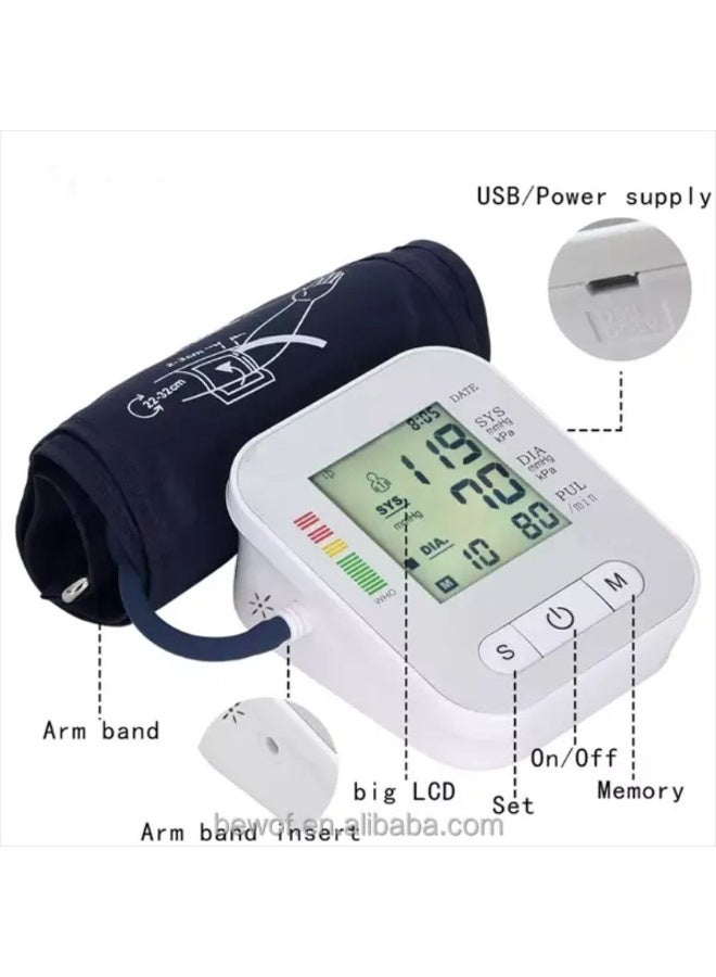 جهاز قياس ضغط الدم الرقمي بالشاشة الإلكترونية LCD  شاشة LCD كبيرة وواضحة لعرض الضغط والنبض سهل الاستخدام بلمسة واحدة مثالي لكبار السن تخزين تلقائي لنتائج القياس لمتابعة منتظمة تصميم مريح وعملي للاستخدام في المنزل.  الاختيار الأمثل لكل بيت يهتم بالصحة - Image 2