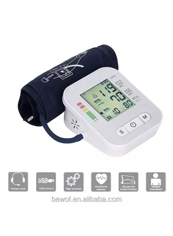 جهاز قياس ضغط الدم الرقمي بالشاشة الإلكترونية LCD  شاشة LCD كبيرة وواضحة لعرض الضغط والنبض سهل الاستخدام بلمسة واحدة مثالي لكبار السن تخزين تلقائي لنتائج القياس لمتابعة منتظمة تصميم مريح وعملي للاستخدام في المنزل.  الاختيار الأمثل لكل بيت يهتم بالصحة - Image 1