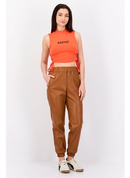 INC Women Regular Fit Plain Jogger Pants, Brown  - Image 2