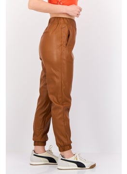 INC Women Regular Fit Plain Jogger Pants, Brown  - Image 4