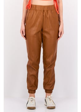 INC Women Regular Fit Plain Jogger Pants, Brown  - Image 1