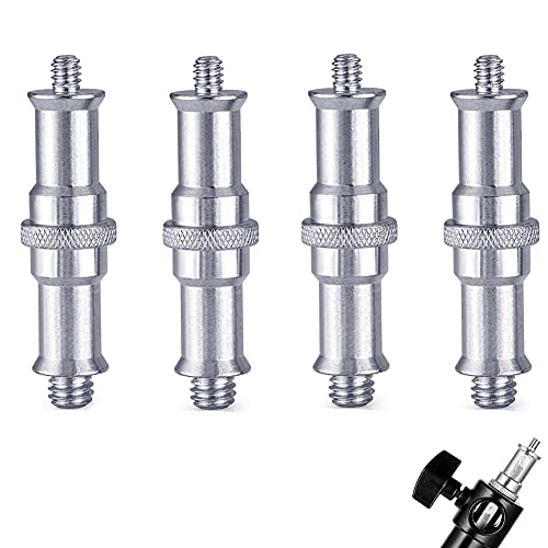 KuuGuu 4 Pieces Standard 1/4 to 3/8 inch Metal Male Convertor Threaded Screw Tripod Adapter Spigot Stud for Flash Holder, Studio Light Stand, Ball Head, Hotshoe/Coldshoe Adapter, Wireless Flash Receiver - Image 1