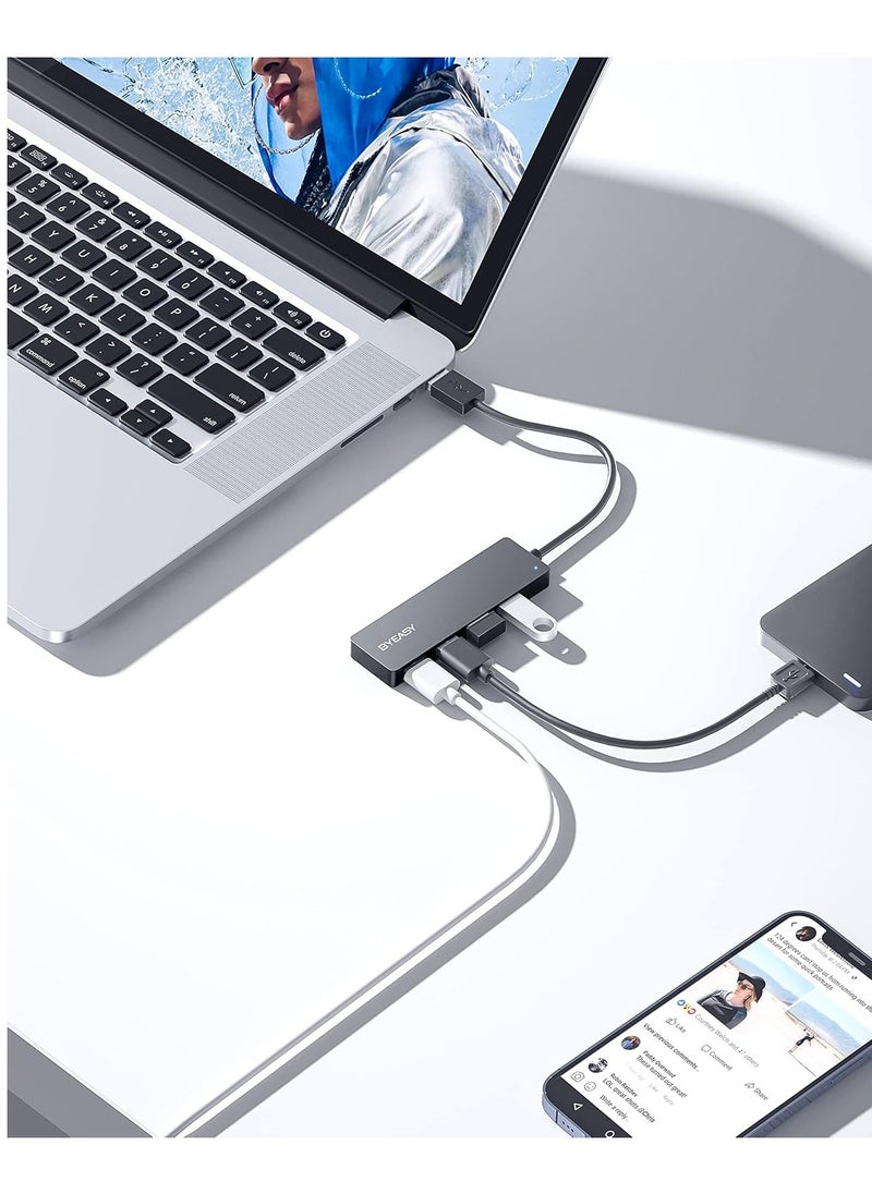 BYEASY - USB Hub, 4 Port USB 3.0 Hub, Ultra Slim Portable Data Adapter Applicable for iMac Pro, MacBook Air, Mac Mini/Pro, Surface Pro, Notebook PC, Laptop, and Mobile HDD - Image 1