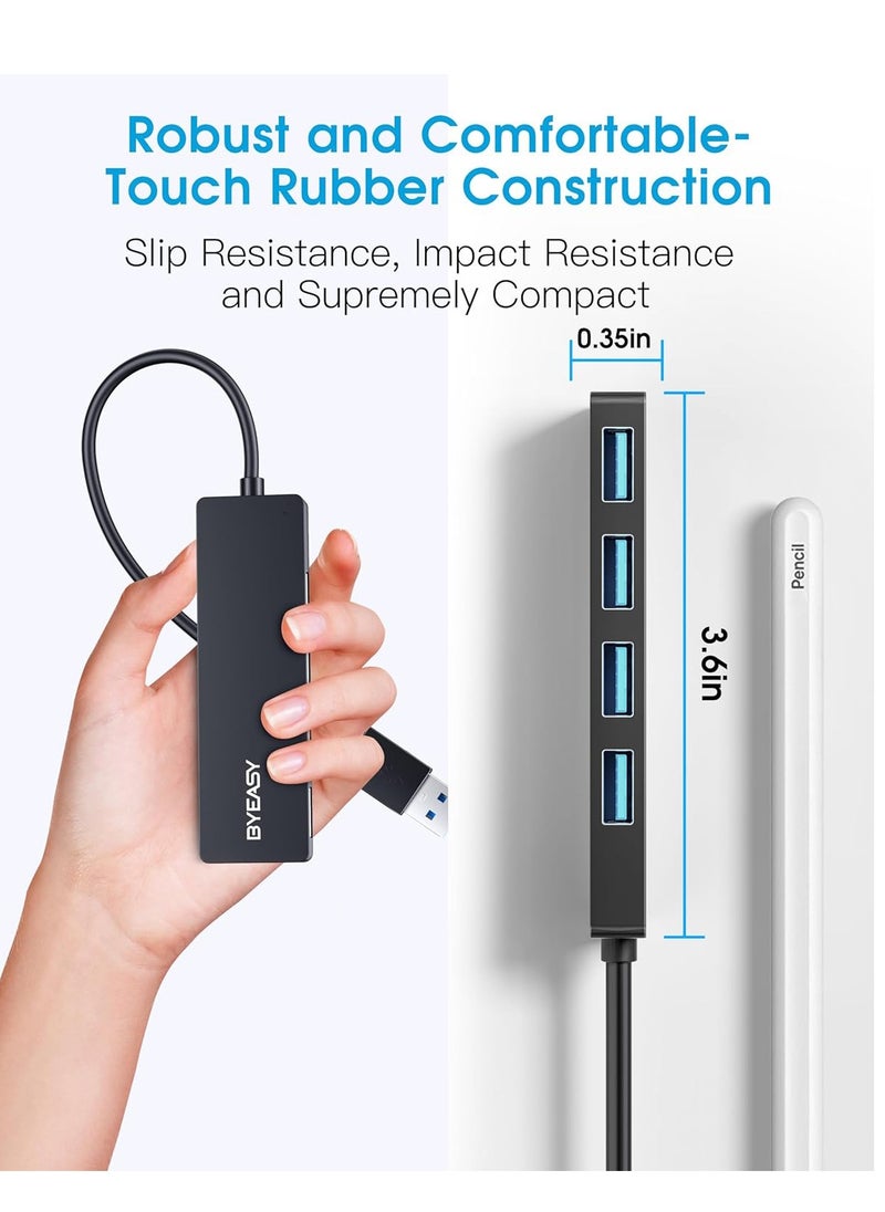 BYEASY - USB Hub, 4 Port USB 3.0 Hub, Ultra Slim Portable Data Adapter Applicable for iMac Pro, MacBook Air, Mac Mini/Pro, Surface Pro, Notebook PC, Laptop, and Mobile HDD - Image 1