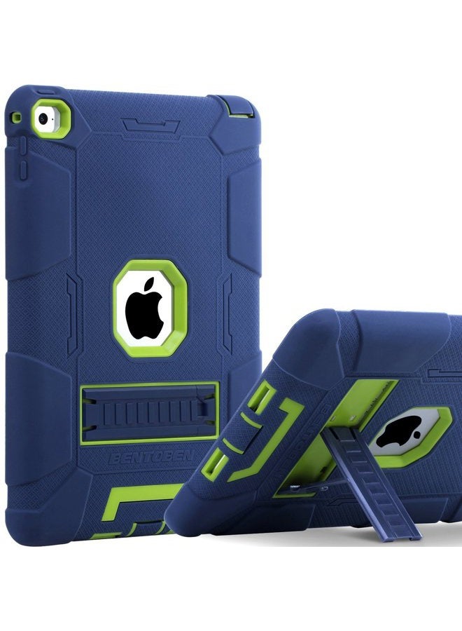 BENTOBEN iPad Air 2 Case, [Hybrid Shockproof Case] with KickStand Rugged Triple-Layer Shock Resistant Drop Proof Case Cover for iPad Air 2 with Retina Display/iPad 6, Navy Blue/Green - Image 1