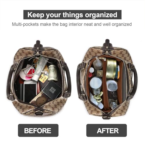 OMYSTYLE Brown Large Organizer Insert, Felt Tote Bag Organizer Insert with 5 Sizes, Handbag Dividers for Inside Purse, Compatible with Longchamp, Neverful, Speedy and More - Image 5