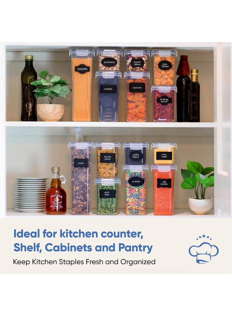 YelaJoy Airtight Food Storage Container Set - 24 Piece, Kitchen & Pantry Organization, BPA-Free, Plastic Canisters with Durable Lids Ideal for Cereal, Flour & Sugar - Labels, Marker & Spoon Set  - Image 4
