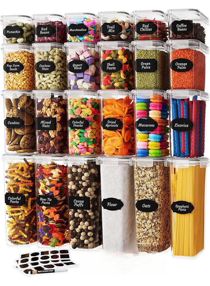 YelaJoy Airtight Food Storage Container Set - 24 Piece, Kitchen & Pantry Organization, BPA-Free, Plastic Canisters with Durable Lids Ideal for Cereal, Flour & Sugar - Labels, Marker & Spoon Set  - Image 1