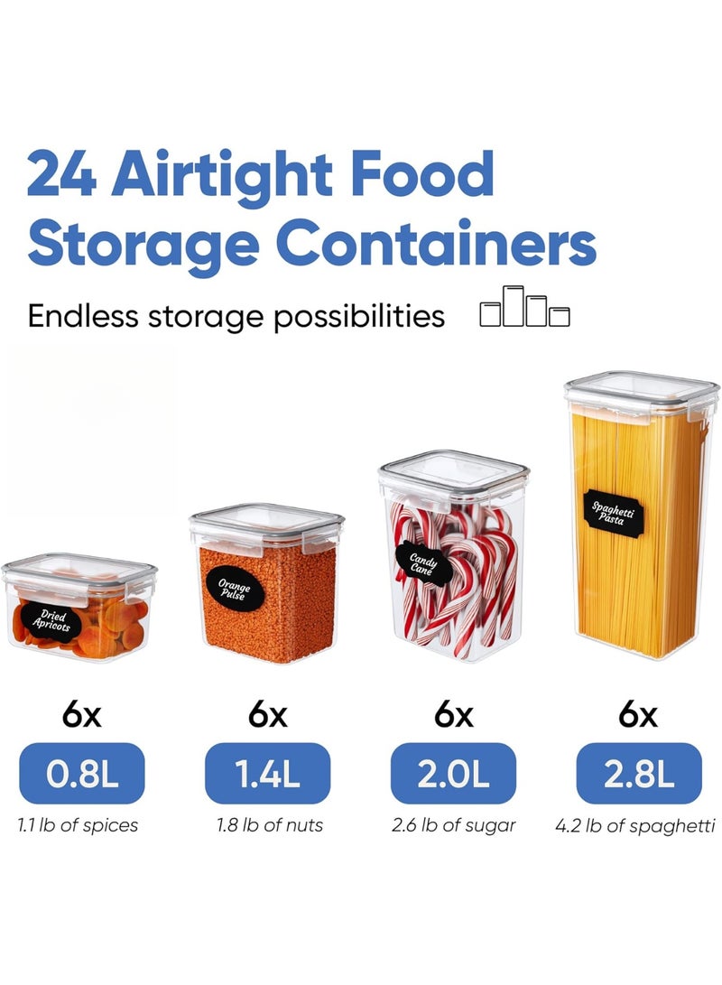 YelaJoy Airtight Food Storage Container Set - 24 Piece, Kitchen & Pantry Organization, BPA-Free, Plastic Canisters with Durable Lids Ideal for Cereal, Flour & Sugar - Labels, Marker & Spoon Set  - Image 2