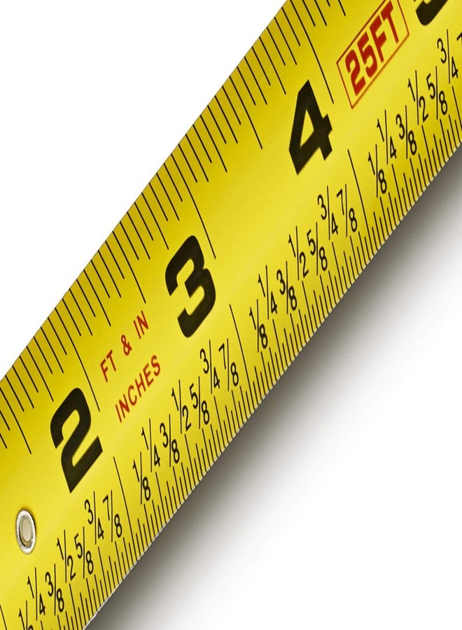 Greendale - 25 ft Tape Measures - Easy to Read Fractions to 1/8th inch - Magnetic Tip - Thumb and Quick Lock - Autowind - Belt Clip - Red/Orange (1, 25ft - Orange-Red) - Image 5