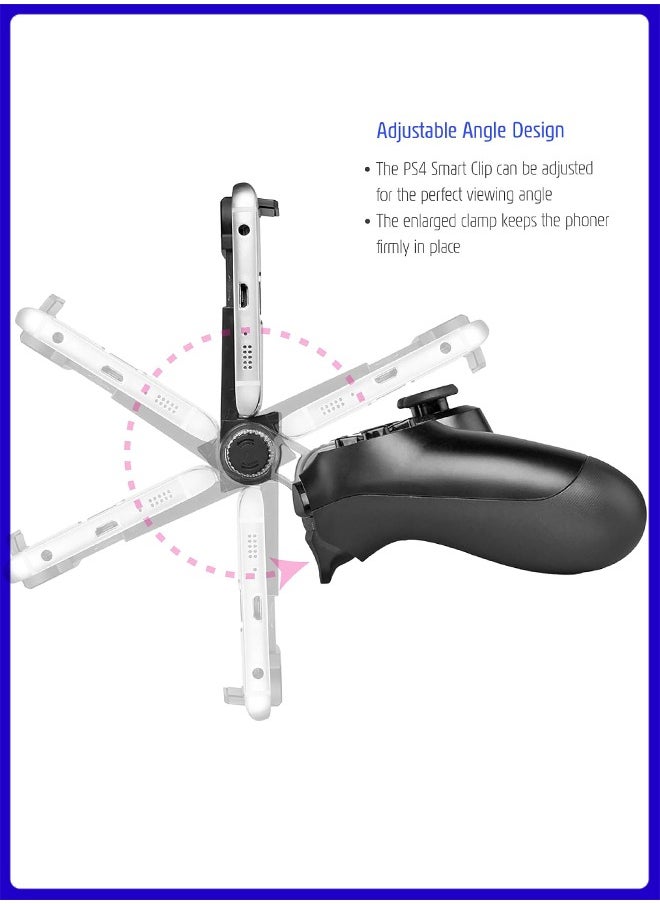 Digipace - PS4 Controller Phone Mount, PS4 Phone Mount Smart Clip for PS4 Dualshock 4 Controller Compatible with iPhone, Android and PS4 Remote Play - Image 1