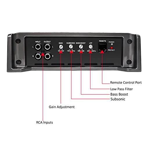 Recoil RED600-1 1320 Watts Class-D Car Audio Mono-Block Subwoofer Amplifier, 1 Ohm Stable, Remote Bass Knob Included - Image 5
