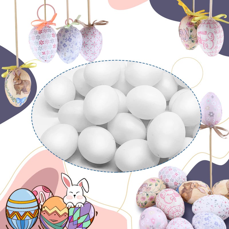 Hamiggaa 30 Pcs Plastic White Fake Eggs,Easter Eggs,Realistic White Eggs,Faux Fake Egg for DIY Crafts,Painting,Party,Home Decor,Kids,Kitchen - Image 5