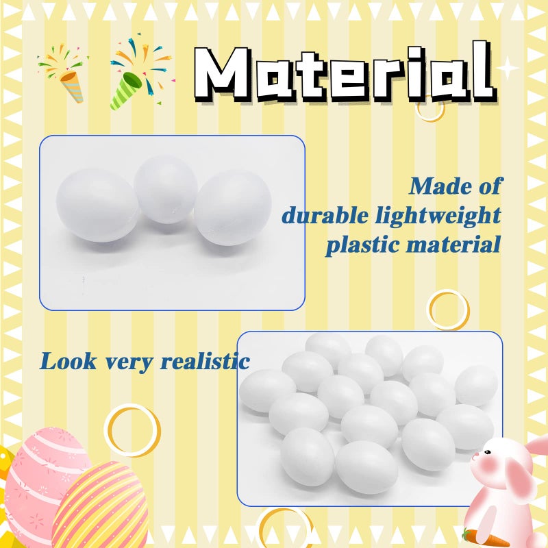 Hamiggaa 30 Pcs Plastic White Fake Eggs,Easter Eggs,Realistic White Eggs,Faux Fake Egg for DIY Crafts,Painting,Party,Home Decor,Kids,Kitchen - Image 3