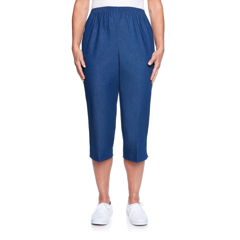 Alfred Dunner Women's All Around Elastic Waist Denim Missy Capris Pants Jeans, 12 - Image 4