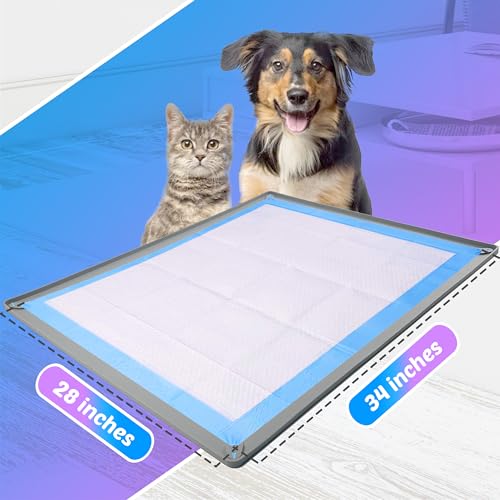 Skywin TidyFriend Dog Pee Pad Holder Tray Fits for 28” x 34” Pee Pads with Corner Lock Holes, Raised Edges, Non-Spill, Easy to Clean Silicone Dog Potty Tray Holder, for Indoor Floor Protection (Light Grey) - Image 2