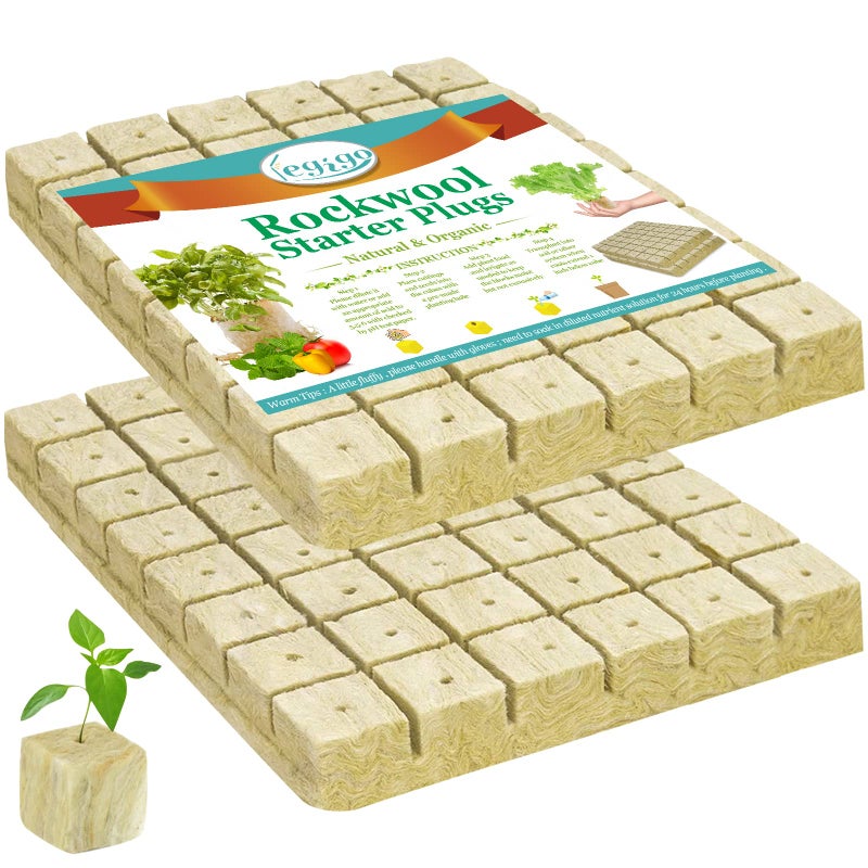 Legigo 2 Inch Rockwool Cubes for Hydroponics Seed Starter, Rock Wool Planting Cubes Hydroponic Garden Grow Plugs for Soilless Cultivation Plants Cutting Germination Clone(2 Sheet, 96 Plugs) - Image 1