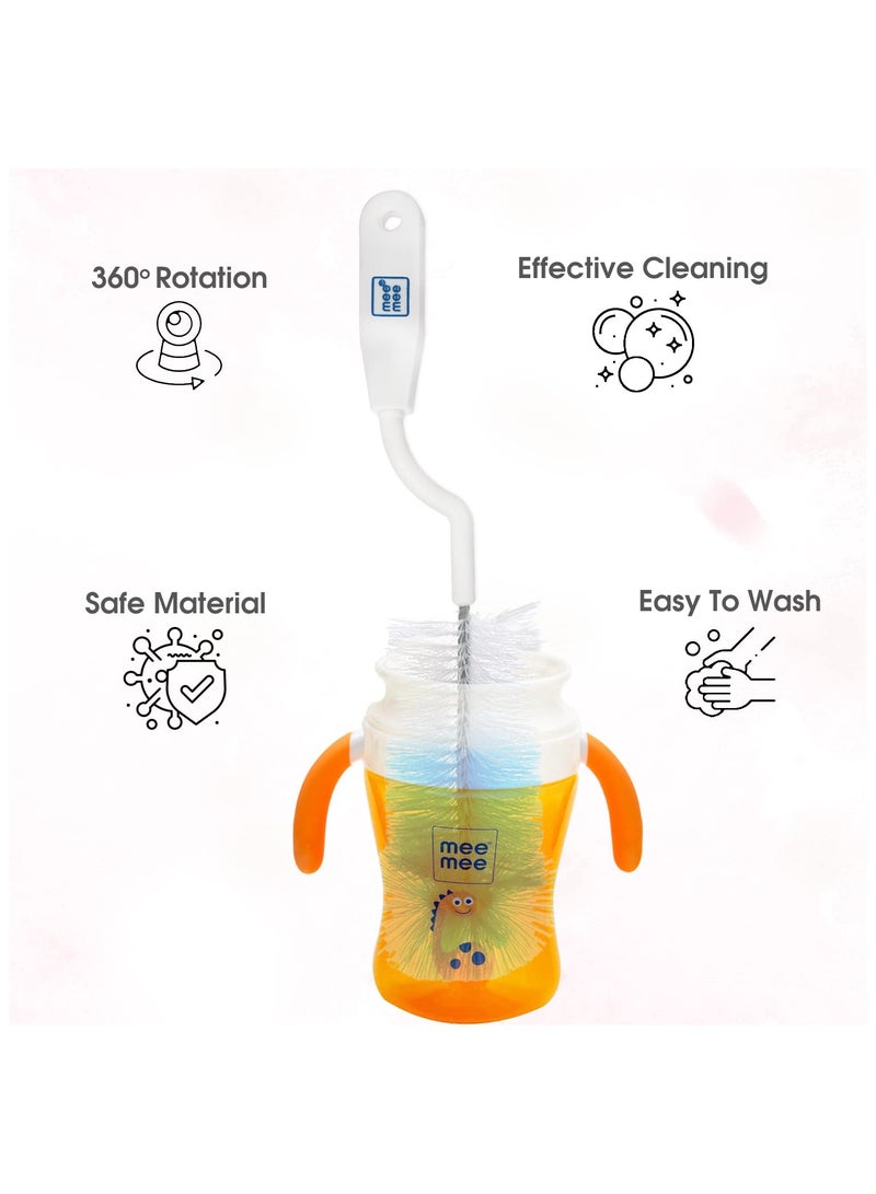 mee mee Movable Nylon Bristle Baby Feeding Bottle Cleaning Brush Nipple Cleaner Ergonomic Handle Easy to Clean Narrow Wide Neck Bottles BPA Free Easy Hanging Storage blue - Image 2