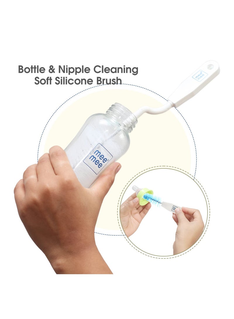 mee mee Movable Nylon Bristle Baby Feeding Bottle Cleaning Brush Nipple Cleaner Ergonomic Handle Easy to Clean Narrow Wide Neck Bottles BPA Free Easy Hanging Storage blue - Image 4
