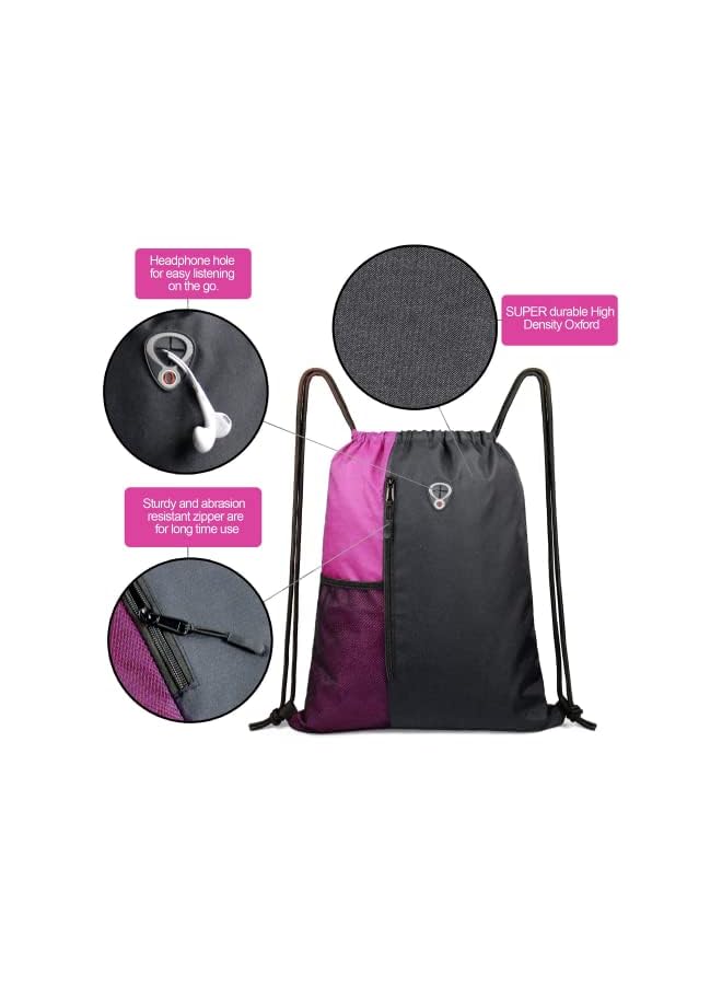 PROMASS Drawstring Sackpack Bag, Gymsack Bag with Pocket Gym Sports Bag Outdoor Exercise Running Swimming Backpack Unisex - Image 5