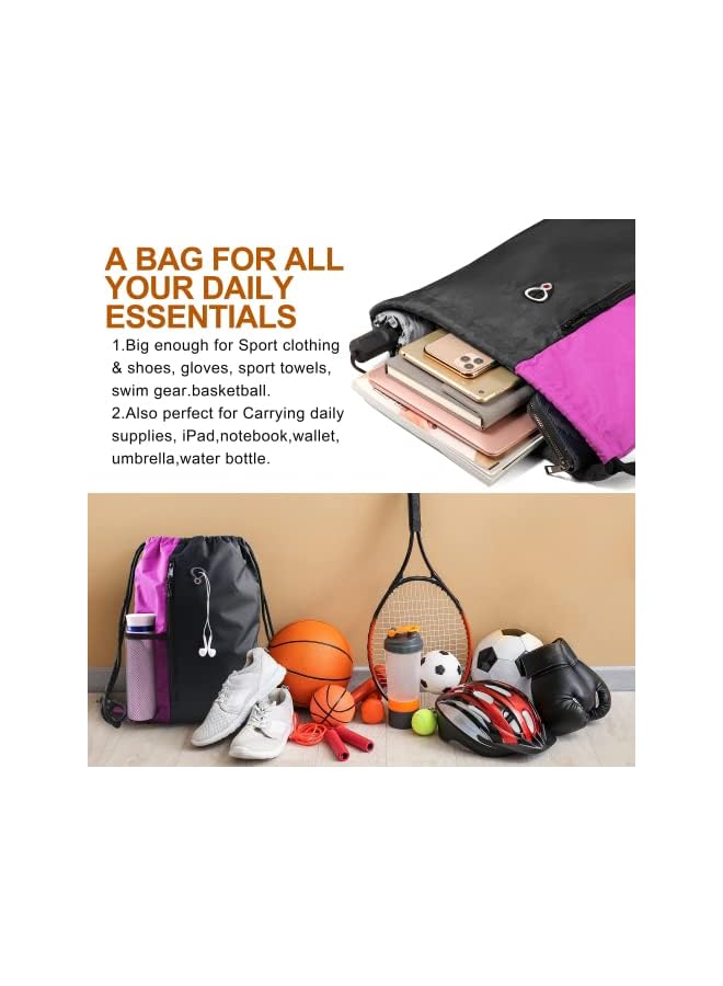 PROMASS Drawstring Sackpack Bag, Gymsack Bag with Pocket Gym Sports Bag Outdoor Exercise Running Swimming Backpack Unisex - Image 4