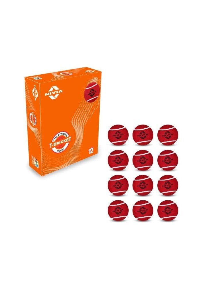 Nivia Heavy Weight Tennis Cricket Ball - Pack of 12 - Image 1