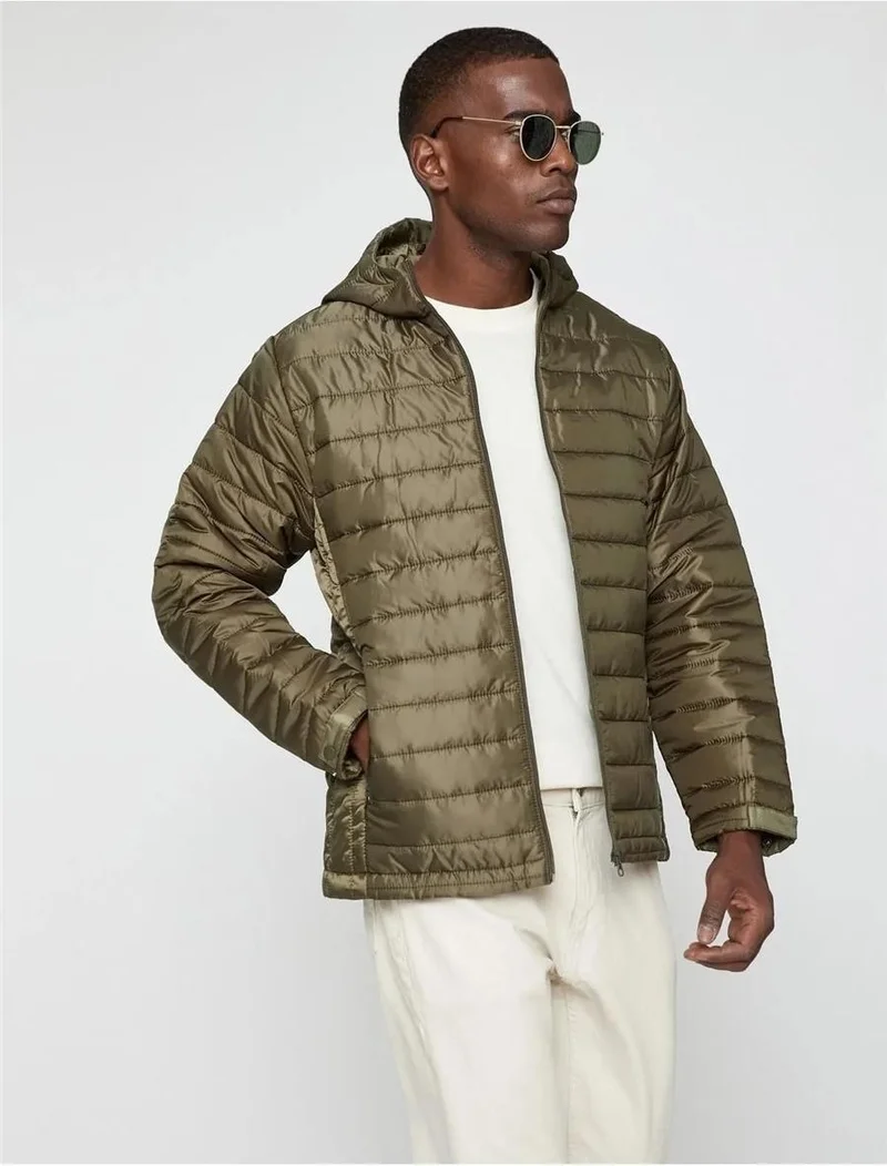 KOTON 3Wam20155Hw Khaki 858 Men's Polyester Outerwear Jacket