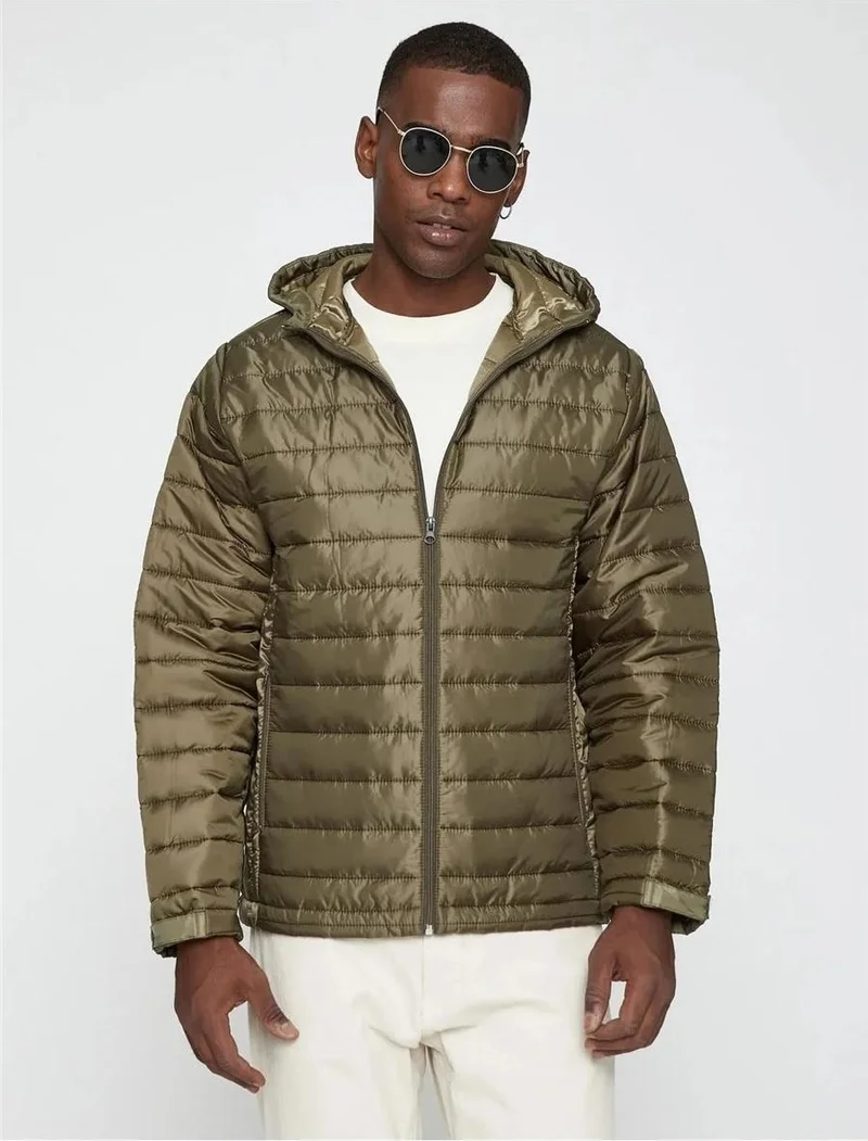 KOTON 3Wam20155Hw Khaki 858 Men's Polyester Outerwear Jacket
