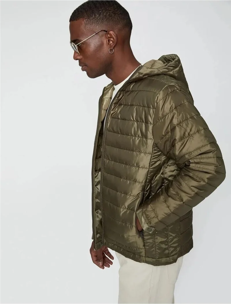 KOTON 3Wam20155Hw Khaki 858 Men's Polyester Outerwear Jacket